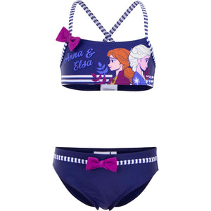 Girls Frozen Anna & Elsa Navy Bikini