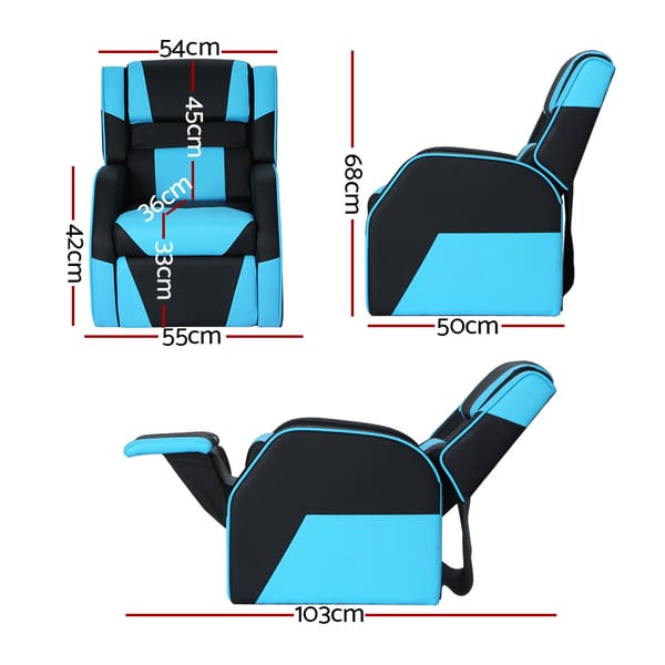 Kids Recliner Blue/Black Chair PU Leather