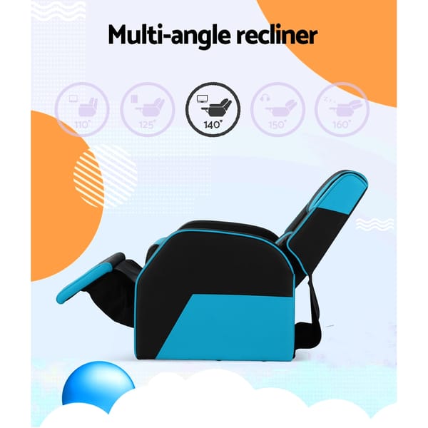 Kids Recliner Blue/Black Chair PU Leather