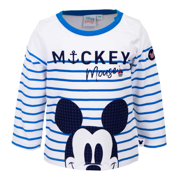 Baby Long Sleeve Striped T Shirt - Mickey Mouse