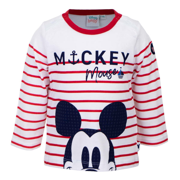 Baby Long Sleeve Striped T Shirt - Mickey Mouse