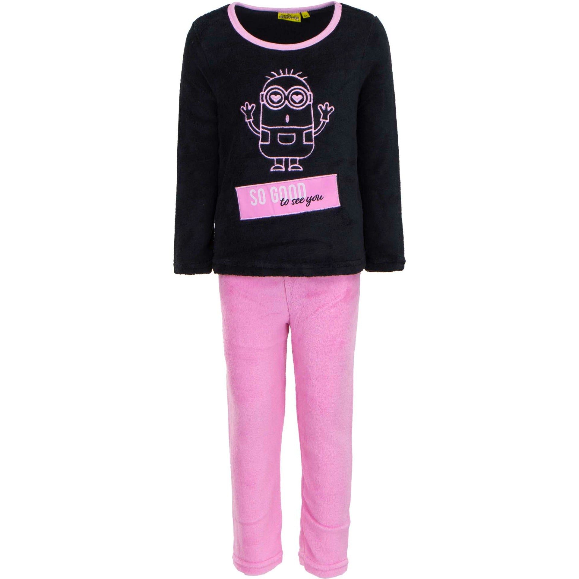 Girls Minions Coral Fleece Pyjamas