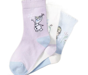 Girls Frozen Socks 3 Pack Shoe 5-8 (2-4yrs)