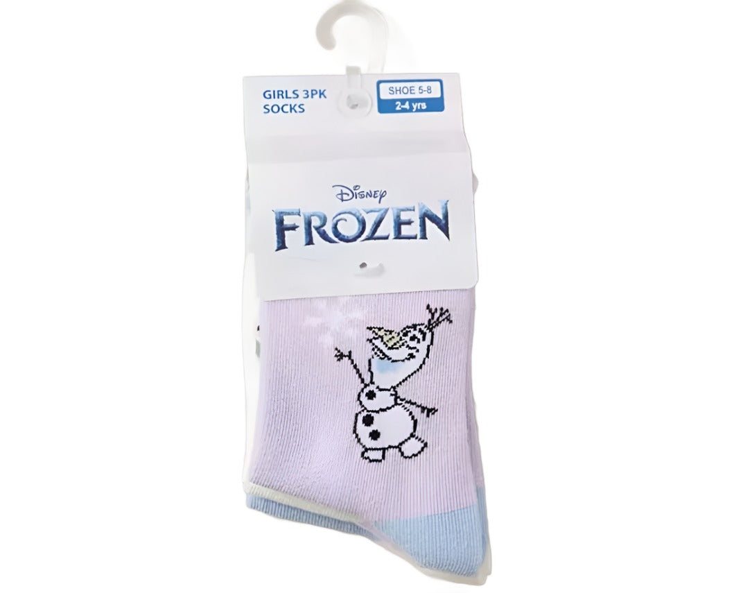 Girls Frozen Socks 3 Pack Shoe 5-8 (2-4yrs)