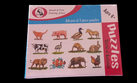 Kids 3 Piece Puzzles Animals - Age 4