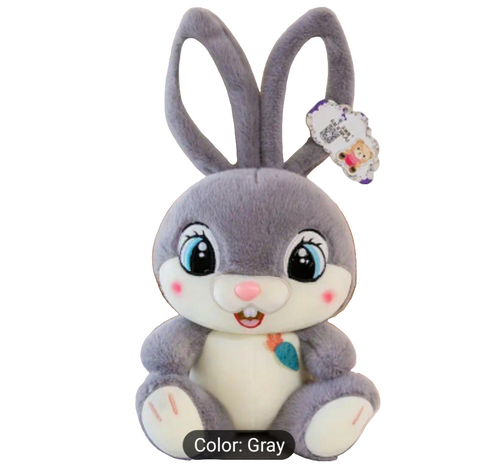 Baby Soft Toy Grey Bunny Moveable Ears