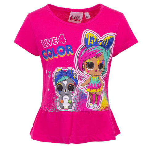 Girls LOL Surprise T Shirt Fuchsia