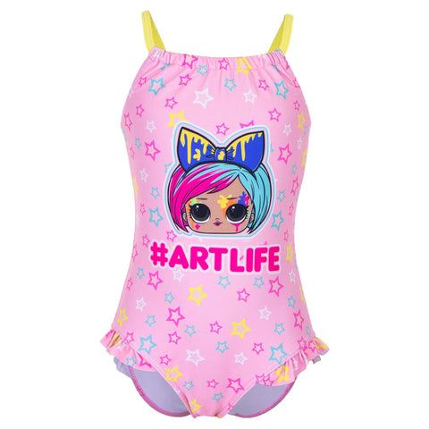 Girls LOL Surprise Artlife Pink Swimsuit Size 9