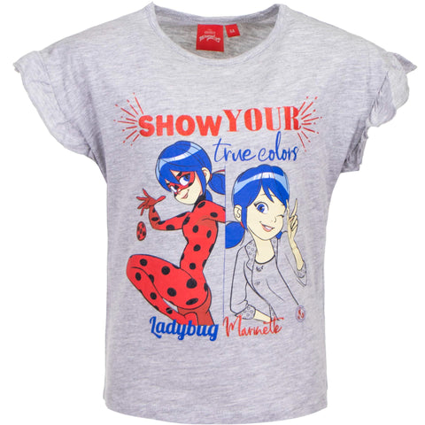 Girls Grey Miraculous Ladybug T Shirt Size 4