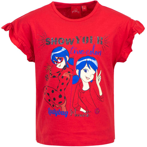 Girls Red Miraculous Ladybug T Shirt Size 6