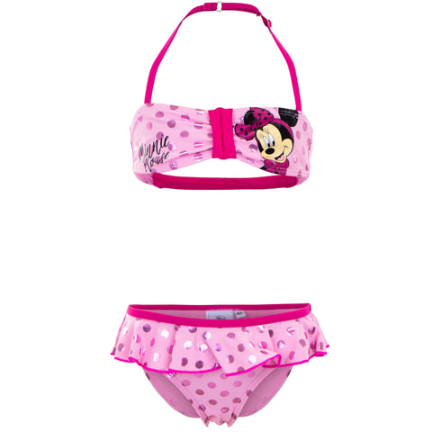 Girls Minnie Mouse Pink Polka Dot Bikini Swimwear