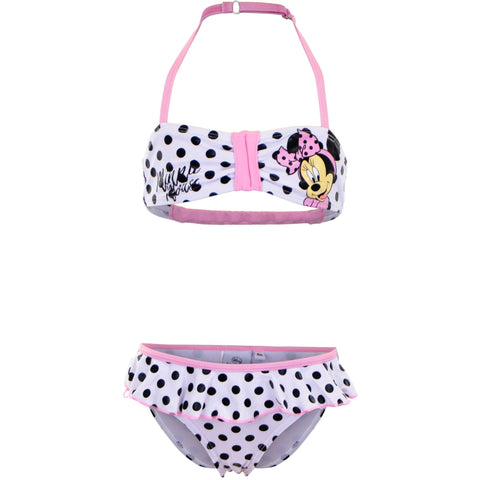 Girls Minnie Mouse White Polka Dot Bikini Swimwear