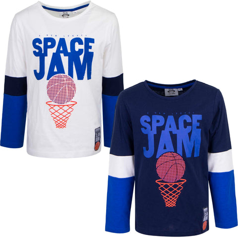 Space Jam Long Sleeve T Shirt - White or Navy